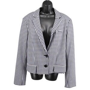 Tibi Gingham Suiting Cropped Blazer Size 12 Plaid Raw Hem Back Zip Jacket